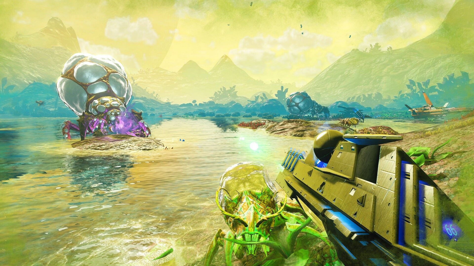 You play as a Traveller who wakes up on a remote planet suffering from amnesia in No Man's Sky (Image via Hello Games)